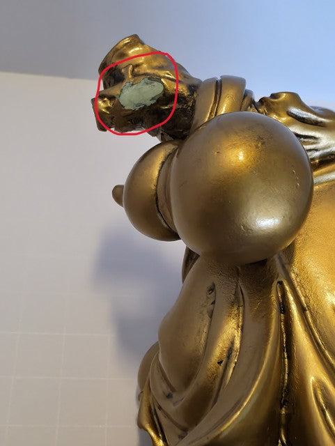 Gold Laughing Buddha Figurine with Ball – Lucky Charm for Protection, Wisdom & Prosperity