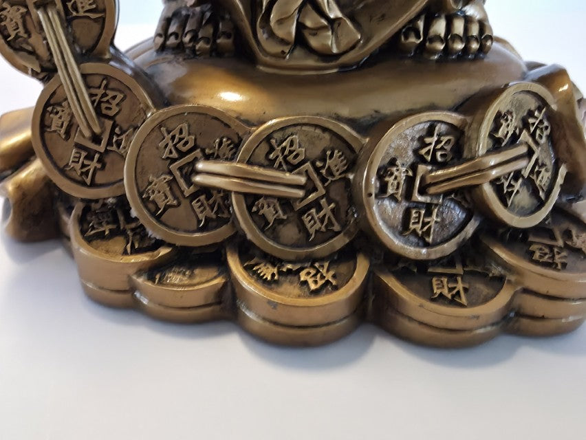 Gold Laughing Buddha Figurine with Ball – Lucky Charm for Protection, Wisdom & Prosperity