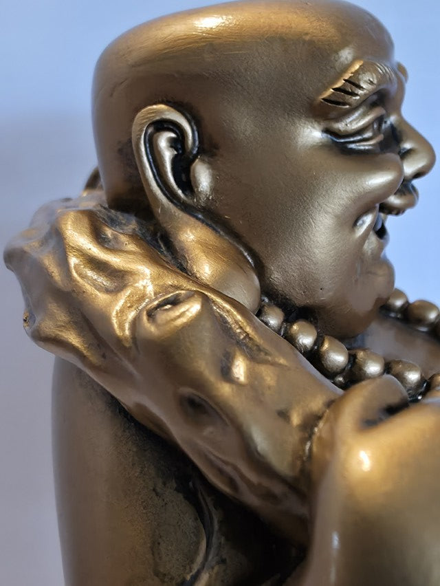 Gold Laughing Buddha Figurine with Ball – Lucky Charm for Protection, Wisdom & Prosperity
