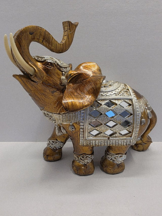 Decorative Elephant Figurine with Raised Trunk