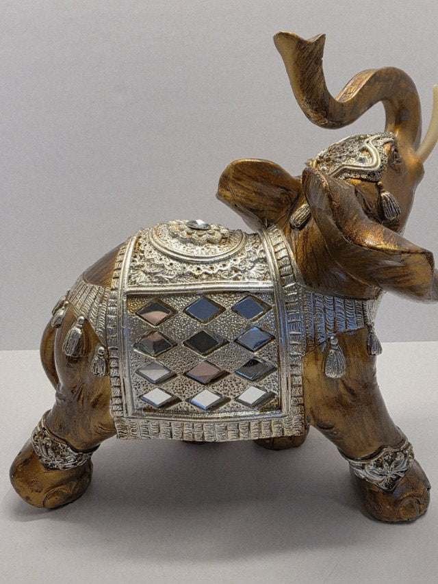 Decorative Elephant Figurine with Raised Trunk